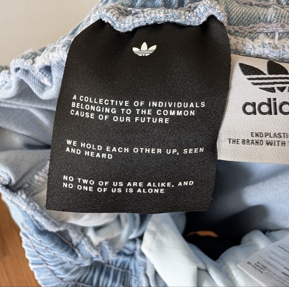 Adidas Always Original Denim Track Pants Jeans Wide Leg Light Blue Wash Small - Picture 7 of 17
